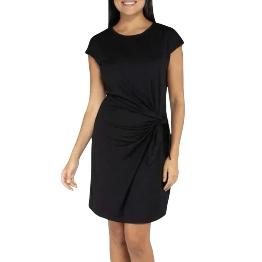Nicole Miller Black Faux Wrap Knit Dress - Women's Small